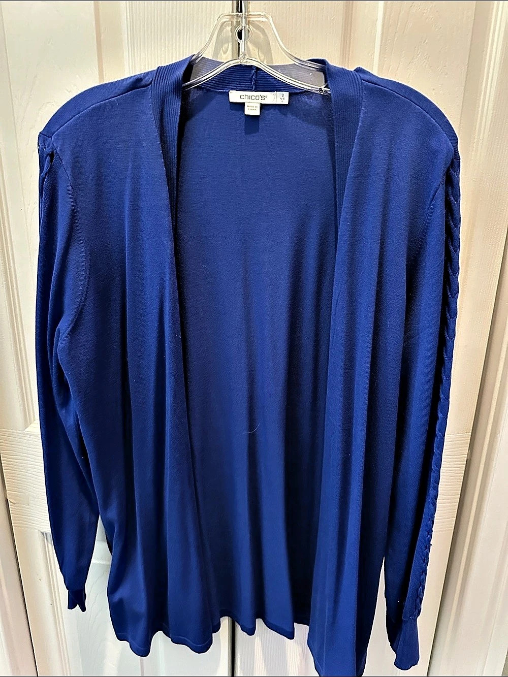 Chico's Long Sleeve Cardigan in Blue Size Large